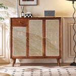 Load image into Gallery viewer, 43.3'' Modern Rattan Shoe Cabinet with Woven Doors and Storage Shelves