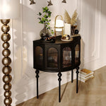 Load image into Gallery viewer, 31.2“ ”Solid Wood Curved Entryway Console Table with Glass Panel Doors