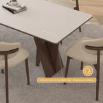 Load image into Gallery viewer, Modern Dining Table White Rock Slab Top Solid Wood Base