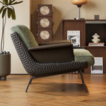 Load image into Gallery viewer, Modern Accent Lounge Chair Mixed Fabric and Faux Leather Armchair Upholstered Leisure Chair with Metal Legs