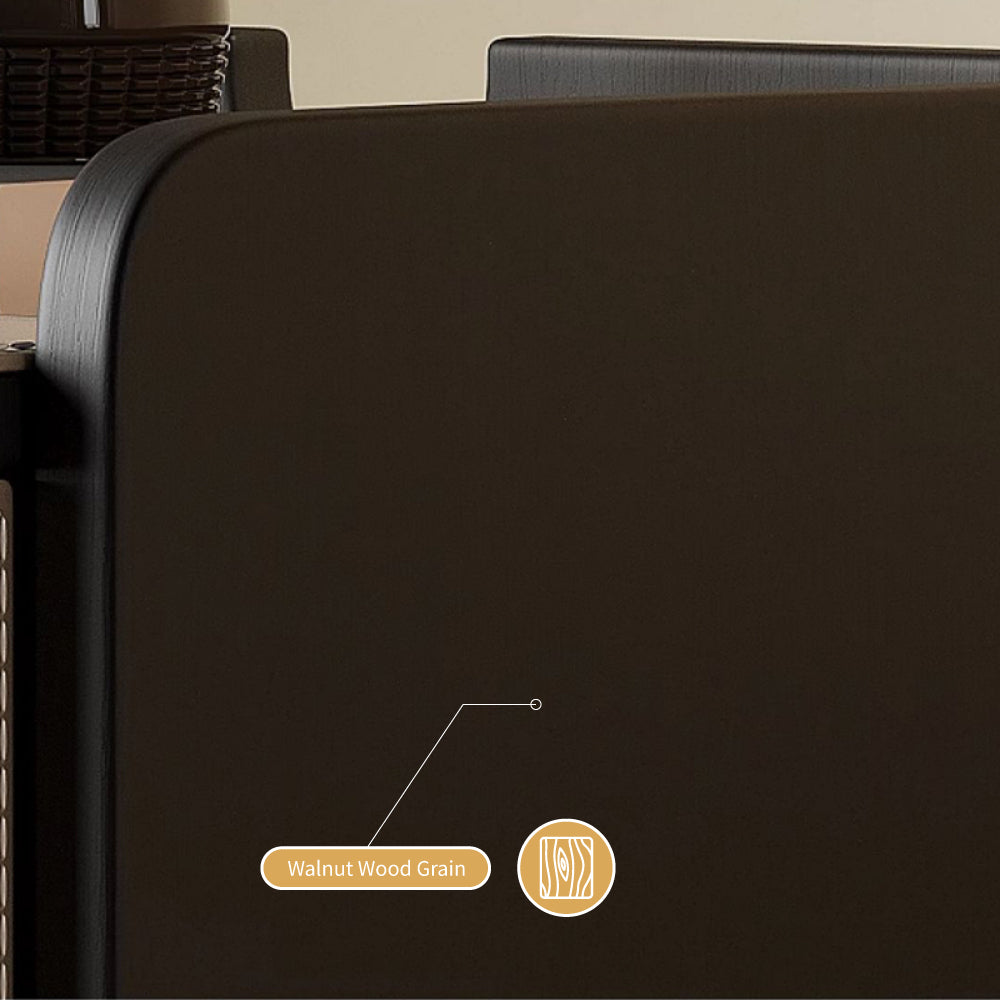 Modern Nightstand with Saddle Leather Finish Silent Drawer Rails 2 Drawers