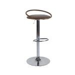 Load image into Gallery viewer, Modern Swivel Adjustable Bar Stool Set of 2 Brown Upholstered Seats Stainless Steel Base