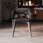 Load image into Gallery viewer, Modern Upholstered Dining Chair Faux Leather Seat Curved Armrest Accent Chair with Solid Wood Legs 1 Piece