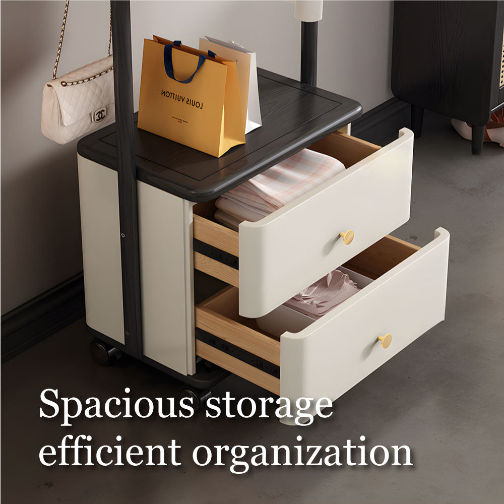 71.37'' Coat Rack with Storage Drawers Modern Multifunctional Organizer  Space-Saving Design Smooth Mobility
