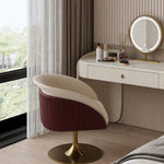 Load image into Gallery viewer, Modern Luxury Swivel Accent Chair Upholstered Vanity Chair with Gold Pedestal Base 1 Piece