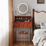 Load image into Gallery viewer, Brown Makeup Vanity Table Set with LED Mirror & Stool