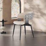 Load image into Gallery viewer, Set of 2 Modern Artistic Dining Chair Upholstered Seat Sculptural Textured Backrest Metal Frame Accent Chair