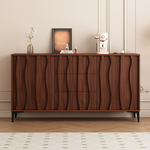Load image into Gallery viewer, Modern Walnut Sideboard with Sculpted Wave Panels and Minimalist Silhouette