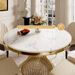 Load image into Gallery viewer, Elegant Round Sintered Stone Dining Table Gold Metal Base