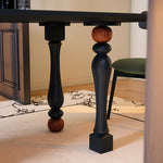 Load image into Gallery viewer, Modern Sculptural Dining Table Solid Wood Black Finish Pedestal Base Minimalist Dining Table
