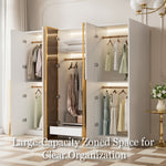 Load image into Gallery viewer, Modern Luxury Six-Door Closet Wardrobe in Champagne Gold and White with Glass Accents & Spacious Storage