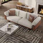 Load image into Gallery viewer, 110" Modern 4-Seater Leather Sofa Luxury Comfort with High-Density Foam Solid Wood Frame & Brushed Stainless-Steel Accents