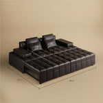 Load image into Gallery viewer, Modern Black Faux-Leather Sofa Bed Convertible Spacious and Stylish