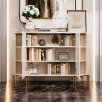 Load image into Gallery viewer, 54.6" Elegant Cream White Sideboard Buffet Cabinet with Adjustable Shelves