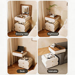 Load image into Gallery viewer, Convertible Vanity Desk with LED Mirror Transforms into Nightstand Height Adjustable Makeup Table with Storage Drawers