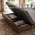 Load image into Gallery viewer, Sofa bed with lift-up top fully elevated to expose deep storage compartment