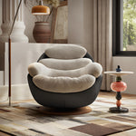 Load image into Gallery viewer, Modern Swivel Lounge Chair with Plush Cushions and Wooden Base