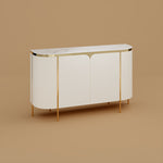 Load image into Gallery viewer, Luxury White & Gold Dining Suite Convertible Expandable Dining Table Contemporary Sideboard