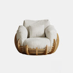 Load image into Gallery viewer, Modern Solid Wood 360° Swivel Lounge Chair with Cushions and Sculptural Frame