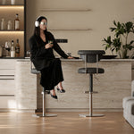 Load image into Gallery viewer, 1 Piece Modern Adjustable Bar Stool with Geometric Woven Velvet Upholstery and Stainless Steel Base