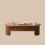 Load image into Gallery viewer, 46.8'' Oval Lift Top Coffee Table Medium Size Wooden Finish Hidden Storage Elegant Design