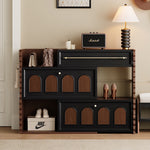 Load image into Gallery viewer, Extendable Shoe Cabinet Black & Walnut Modern Storage Organizer