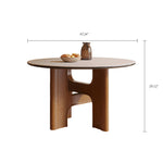 Load image into Gallery viewer, Modern Round Dining Table with Solid Wood Base and Ceramic Stone Top