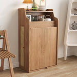 Load image into Gallery viewer, 69'' Rattan Dining Cabinet Table Set Foldable Storage Multi-Chair Design Solid Wood Finish