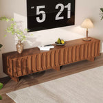 Load image into Gallery viewer, 70.8'' Japanese-Style Wood TV Stand with Carved Sliding Doors Minimalist Low Media Console