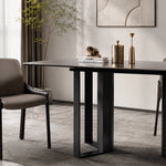 Load image into Gallery viewer, Modern Rectangular Dining Table with Marble-Look Top and Black Metal Base