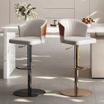 Load image into Gallery viewer, Modern Adjustable Swivel Bar Stool Cream Faux Leather Upholstered Counter Chair Stainless Steel Base 1 Piece
