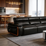 Load image into Gallery viewer, 123.2'' Modern Power Reclining Leather Sofa Remote Control Adjustable Deep Seat Lounge Couch