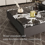 Load image into Gallery viewer, 55'' Modern Square Marble and Wood Coffee Table Elegant Design