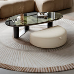 Load image into Gallery viewer, Modern Oval Coffee Table with Tempered Glass Top Black Base Minimalist Living Room Center Table