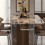 Load image into Gallery viewer, Contemporary Gloss Marble Grain Dining Table with Dual Material Legs