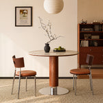 Load image into Gallery viewer, 31.49" Modern Round Dining & Conversation Table with Marble-Effect Top and Stainless Steel Base
