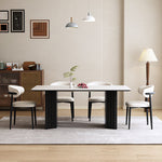 Load image into Gallery viewer, Modern Rectangular Dining Table with White Sintered Stone Top