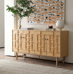 Load image into Gallery viewer, 63" Modern Geometric Solid Wood Sideboard Storage Cabinet with Sculptural Door Design
