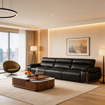 Load image into Gallery viewer, 123.2'' Modern Power Reclining Leather Sofa Remote Control Adjustable Deep Seat Lounge Couch