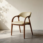 Load image into Gallery viewer, Modern Wood Dining Chair with Cream Upholstered Seat and Curved Arms 1 Piece