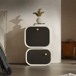 Load image into Gallery viewer, Elegant Two-Tier Nightstand with Rotating Drawer and Modern Minimalist Design