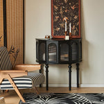 Load image into Gallery viewer, 31.2“ ”Solid Wood Curved Entryway Console Table with Glass Panel Doors