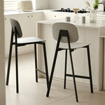 Load image into Gallery viewer, Modern Minimalist Bar Stool Black Metal Counter Chair with White Curved Backrest 1 Piece