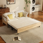 Load image into Gallery viewer, Sofa bed fully extended to bed mode with storage accessible