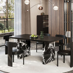 Load image into Gallery viewer, 54.6"/62.4" Modern Italian Dining Table Black Marble Base & Minimalist Luxury Design