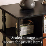 Load image into Gallery viewer, Modern Wooden Shoe Cabinet Entryway Storage with Woven Accent Doors & Open Side Shelves Multifunction Hallway Organizer