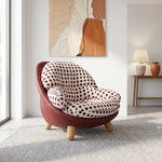 Load image into Gallery viewer, Modern Polka Dot Lounge Chair with Rounded Cushion & Wood Legs