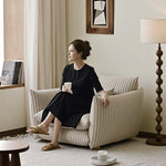 Load image into Gallery viewer, Modern Striped Upholstered Lounge Chair Minimalist Accent Armchair with Curved Arms and Deep Seat