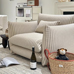 Load image into Gallery viewer, Modern Striped Upholstered Lounge Chair Minimalist Accent Armchair with Curved Arms and Deep Seat