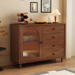 Load image into Gallery viewer, Sideboard Walnut Cabinet with 4 Drawers Spacious Storage